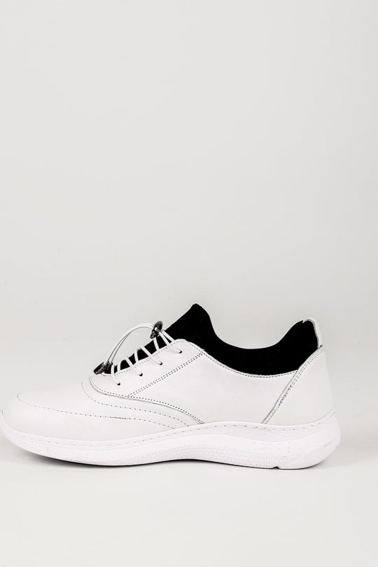 Gön Hakiki Deri Yuvarlak Burun Dolgu Taban Bağcıklı  Kadın Sneaker 42610