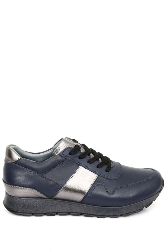 Gön Hakiki Deri Yuvarlak Burun Dolgu Taban Bağcıklı Spor Kadın Sneaker 45126
