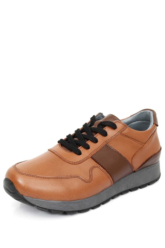 Gön Hakiki Deri Yuvarlak Burun Dolgu Taban Bağcıklı Spor Kadın Sneaker 45126