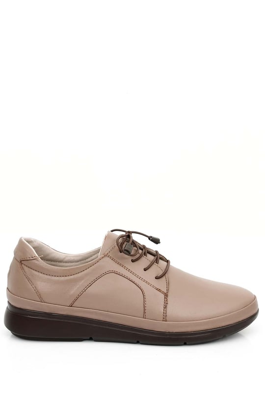 Gön Hakiki Deri Yuvarlak Burun Dolgu Taban Kadın Günlük Sneaker 77050