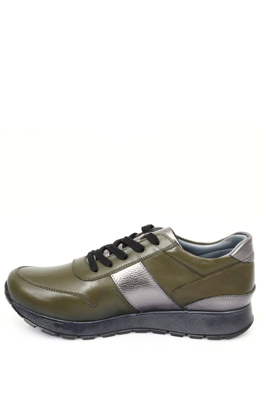 Gön Hakiki Deri Yuvarlak Burun Dolgu Taban Bağcıklı Spor Kadın Sneaker 45126