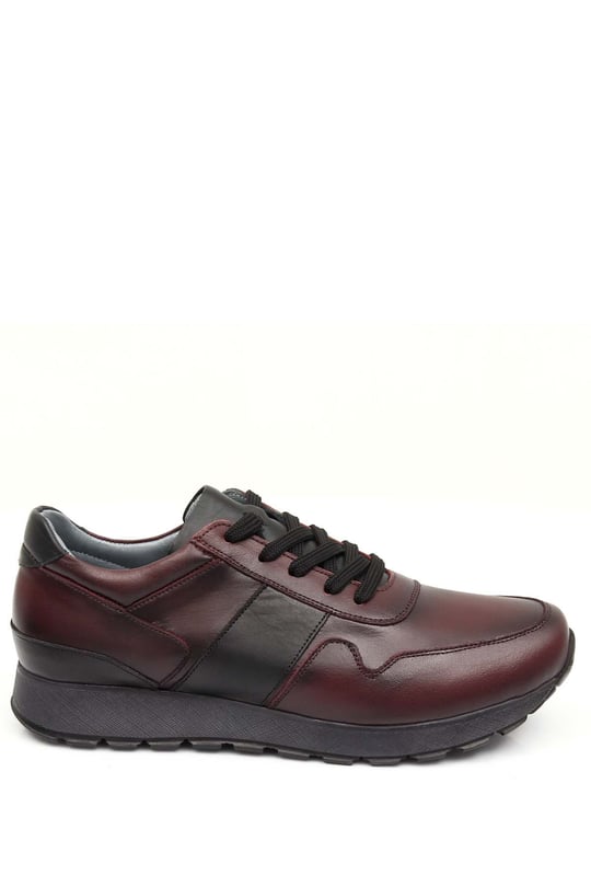 Gön Hakiki Deri Yuvarlak Burun Dolgu Taban Bağcıklı Spor Kadın Sneaker 45126