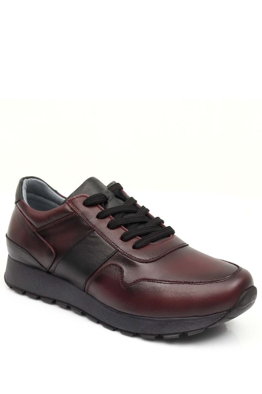 Gön Hakiki Deri Yuvarlak Burun Dolgu Taban Bağcıklı Spor Kadın Sneaker 45126