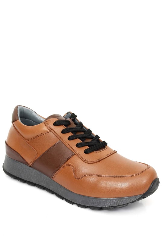 Gön Hakiki Deri Yuvarlak Burun Dolgu Taban Bağcıklı Spor Kadın Sneaker 45126