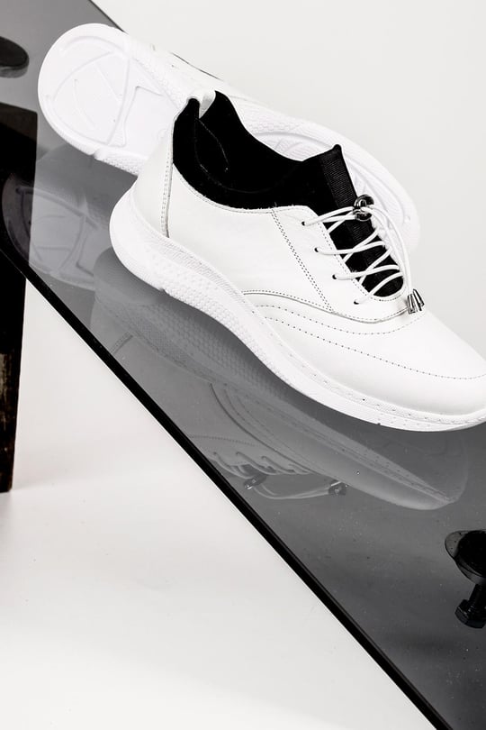 Gön Hakiki Deri Yuvarlak Burun Dolgu Taban Bağcıklı  Kadın Sneaker 42610