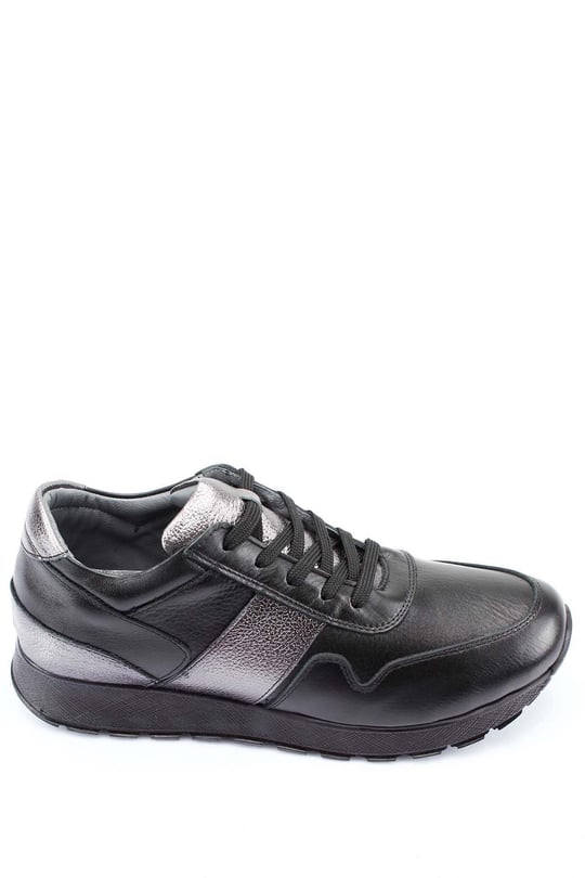 Gön Hakiki Deri Yuvarlak Burun Dolgu Taban Bağcıklı Spor Kadın Sneaker 45126