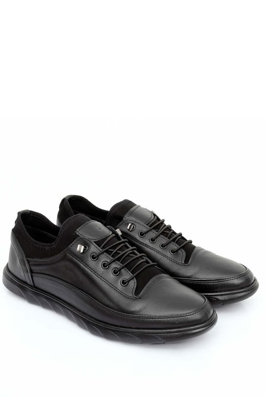 Gön Hakiki Deri Yuvarlak Burun Lastikli Bağcıklı Günlük Erkek Sneaker 00117