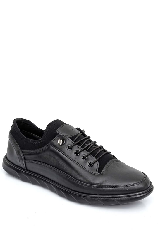 Gön Hakiki Deri Yuvarlak Burun Lastikli Bağcıklı Günlük Erkek Sneaker 00117