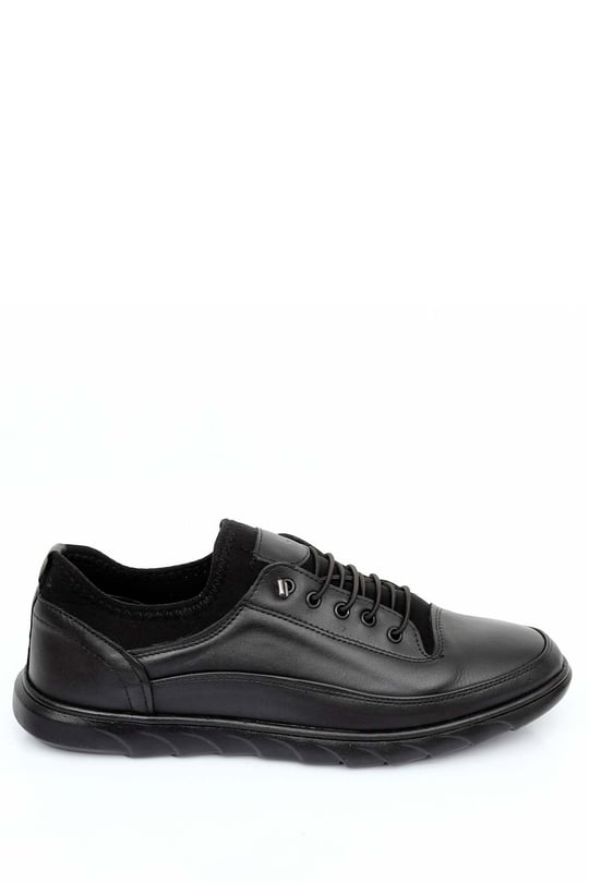 Gön Hakiki Deri Yuvarlak Burun Lastikli Bağcıklı Günlük Erkek Sneaker 00117