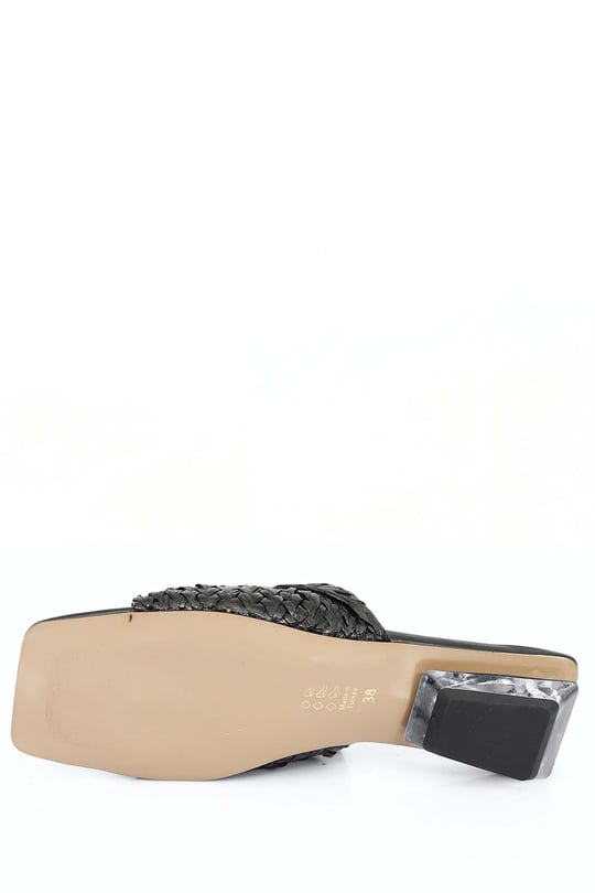 GÖNDERİ(R)  transparent heels straw  Women  slippers 35325