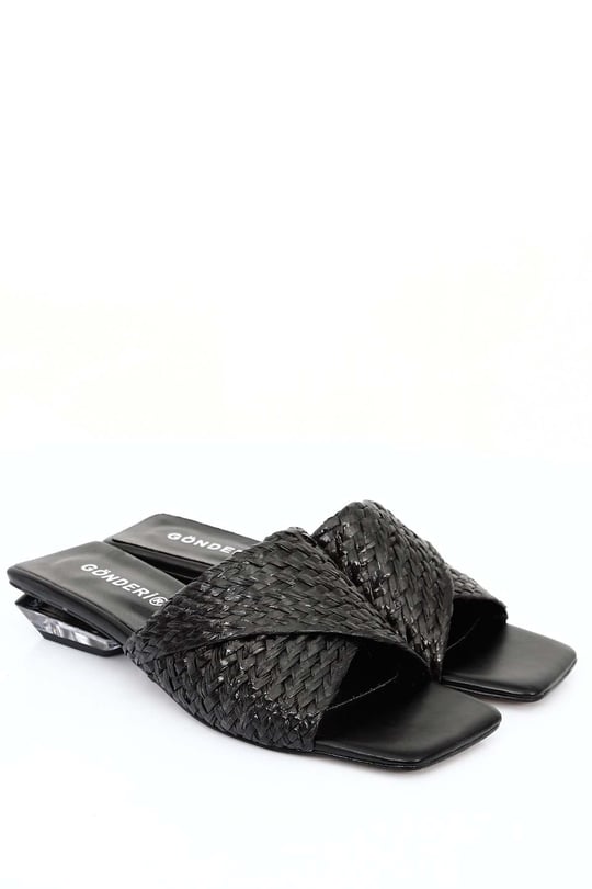 GÖNDERİ(R)  transparent heels straw  Women  slippers 35325