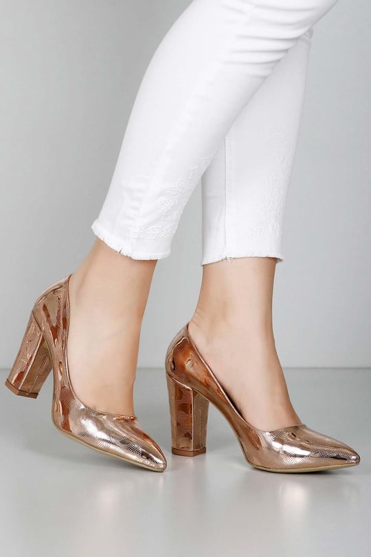 Gön Sivri Burun Yüksek Kalın Topuklu Stiletto Kadın Ayakkabı 30707