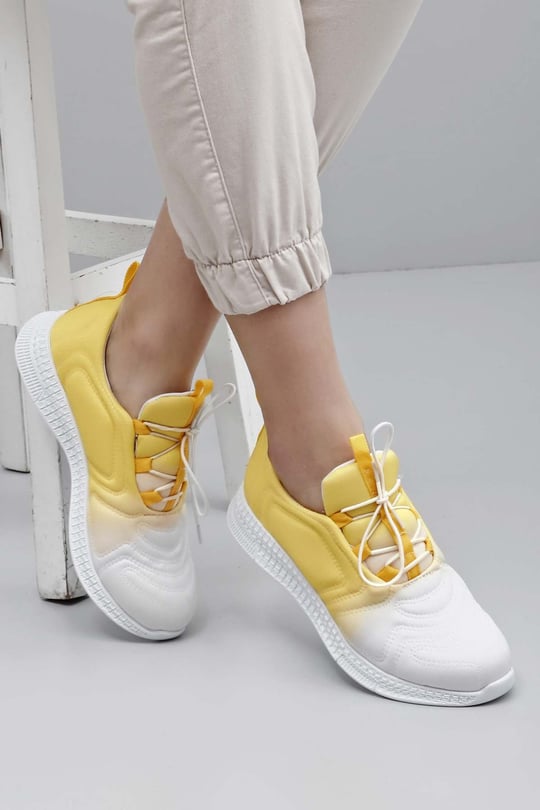 Gön Yuvarlak Burun Bağcıklı Kumaş Günlük Kadın Sneaker 37120