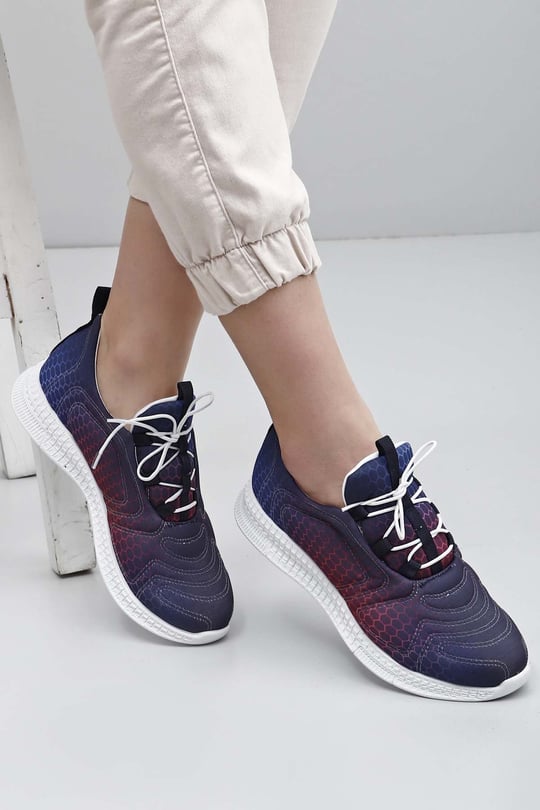 Gön Yuvarlak Burun Bağcıklı Kumaş Günlük Kadın Sneaker 37120