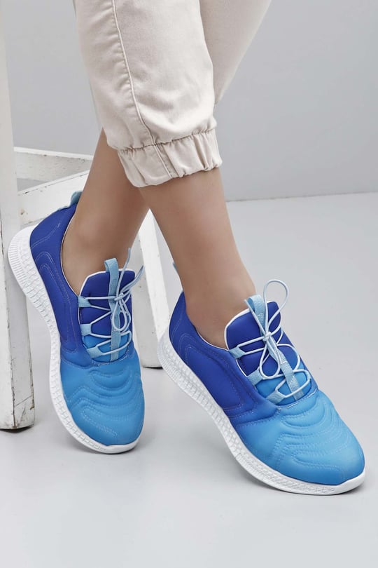 Gön Yuvarlak Burun Bağcıklı Kumaş Günlük Kadın Sneaker 37120
