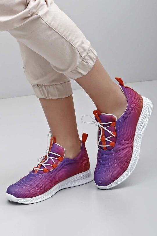 Gön Yuvarlak Burun Bağcıklı Kumaş Günlük Kadın Sneaker 37120