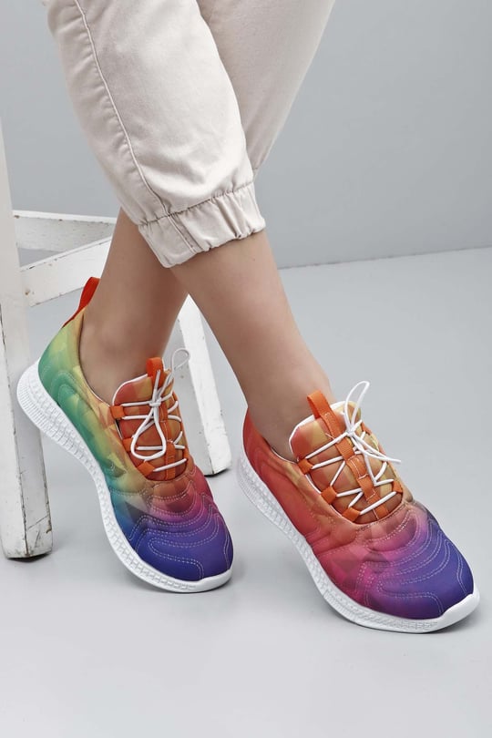 Gön Yuvarlak Burun Bağcıklı Kumaş Günlük Kadın Sneaker 37120