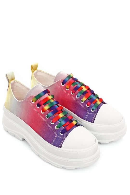 Gön Yuvarlak Burun Dolgu Taban Bağcıklı Spor Keten Kadın Sneaker 35231