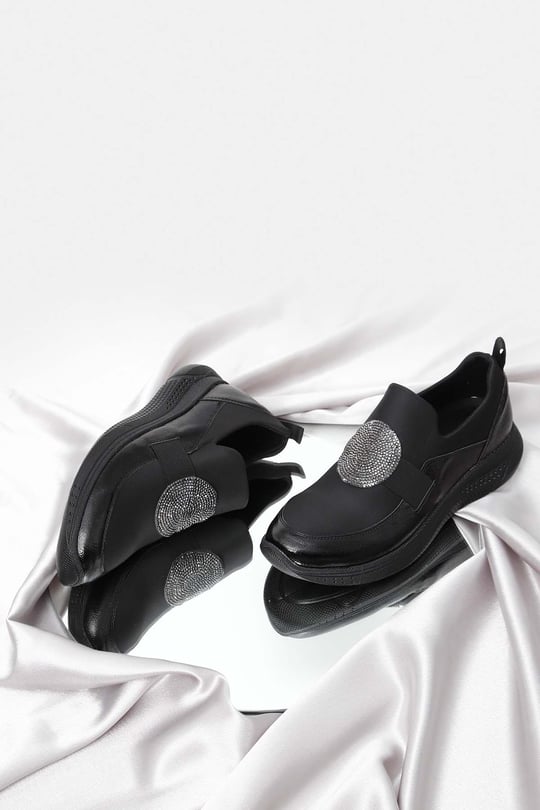 Gön Yuvarlak Burun Dolgu Taban Taşlı Kadın Sneaker 35361