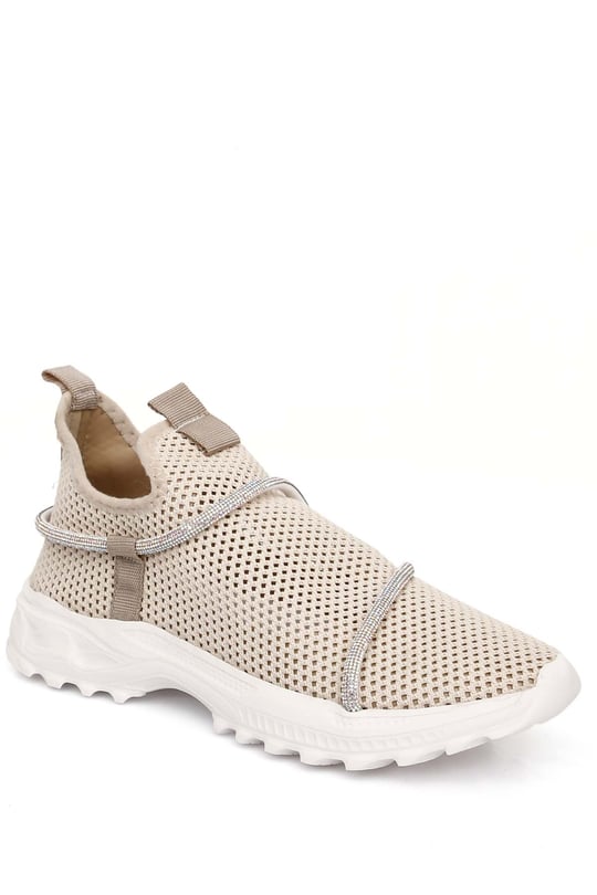 GÖNDERİ(R) Round Nose wedge sole Shiny Stone Women Sneaker 35102