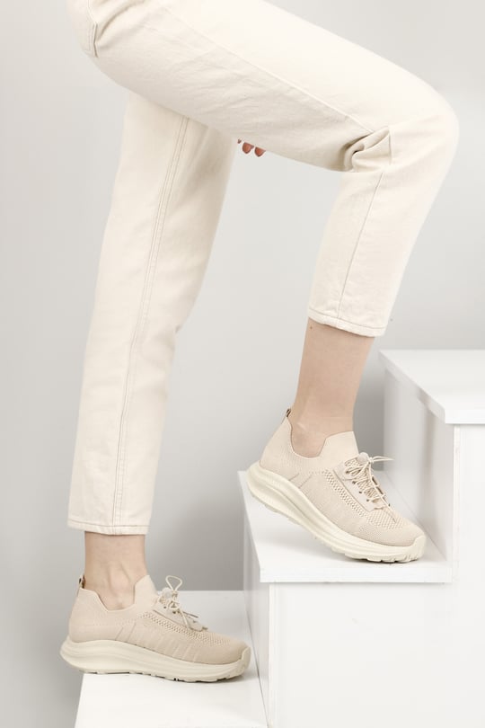 Gön Yuvarlak Burun Dolgu Taban Triko Kadın Sneaker 37511