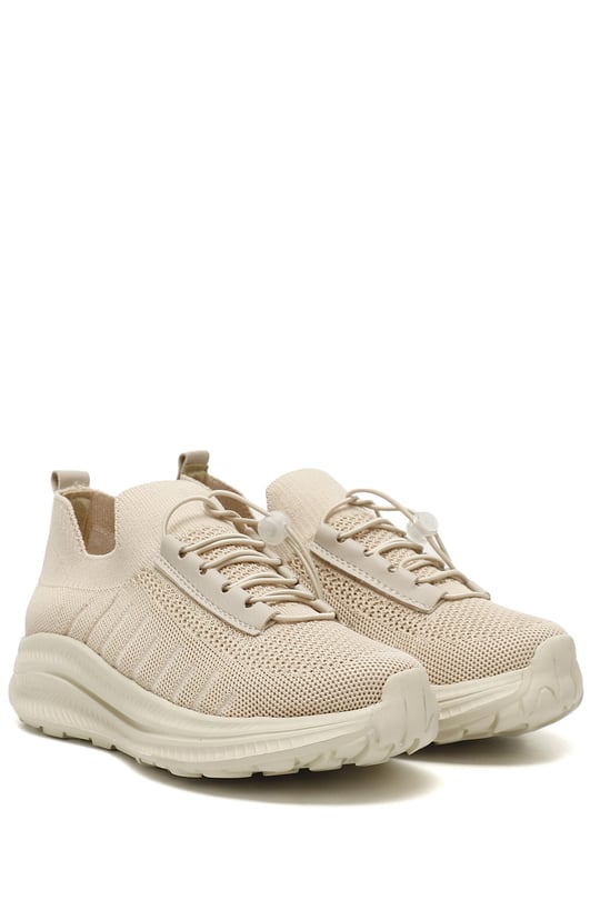 Gön Yuvarlak Burun Dolgu Taban Triko Kadın Sneaker 37511