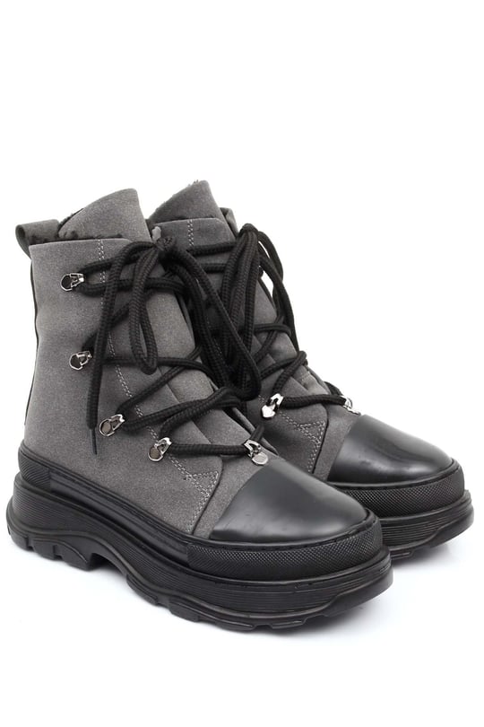 Gön Round  Nose wedge Heels Lace-up Zippered Women's  Postal Boots  35301