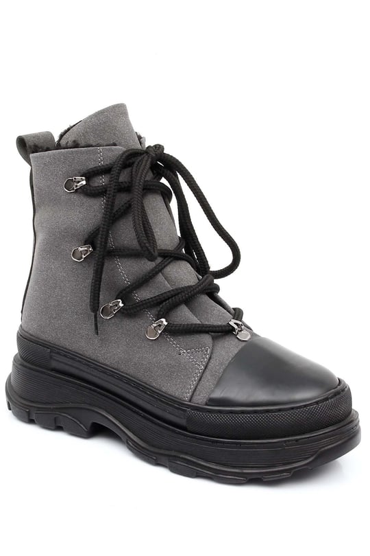Gön Round  Nose wedge Heels Lace-up Zippered Women's  Postal Boots  35301