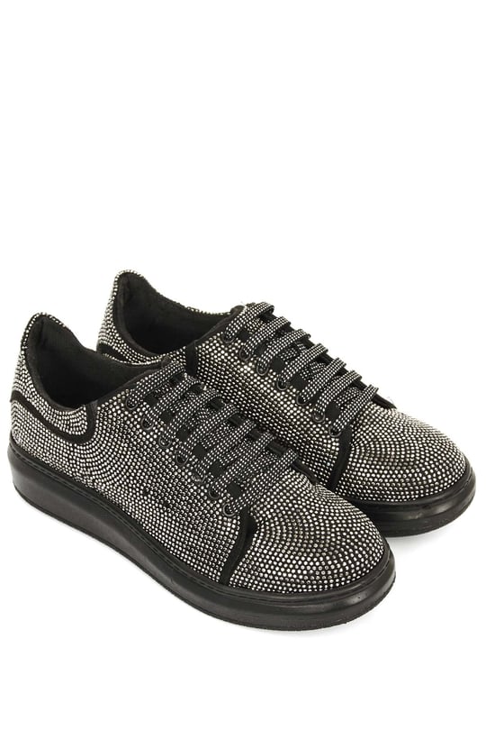 Gön Yuvarlak Burun Düz Taban Bağcıklı Kadın Sneaker 35508