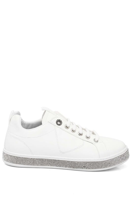 Gön Yuvarlak Burun Düz Taban Taşlı Kadın Sneaker 35239