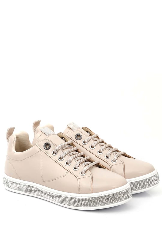 Gön Yuvarlak Burun Düz Taban Taşlı Kadın Sneaker 35239