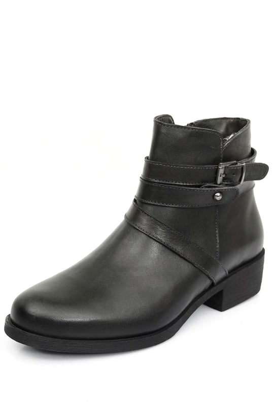 Women's Round Toe Zippered Genuine Leather  Boots M1336