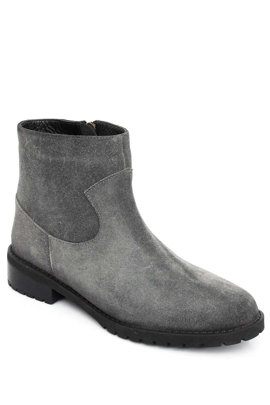 Women's Round Toe Zippered Genuine Leather  Boots M1313
