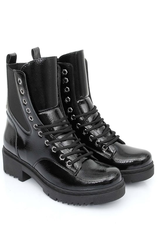 Gon Rubber Sole Round Toe Lace-up Zippered Casual Boots  37060