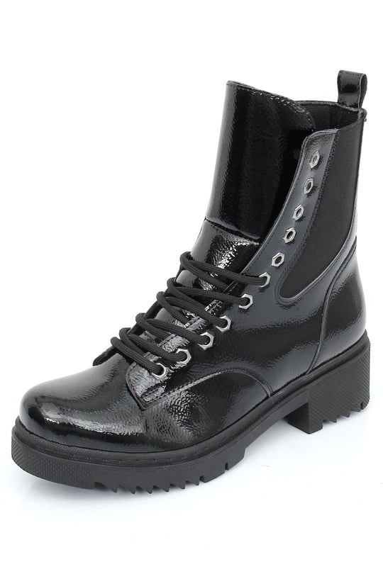 Gon Rubber Sole Round Toe Lace-up Zippered Casual Boots  37060