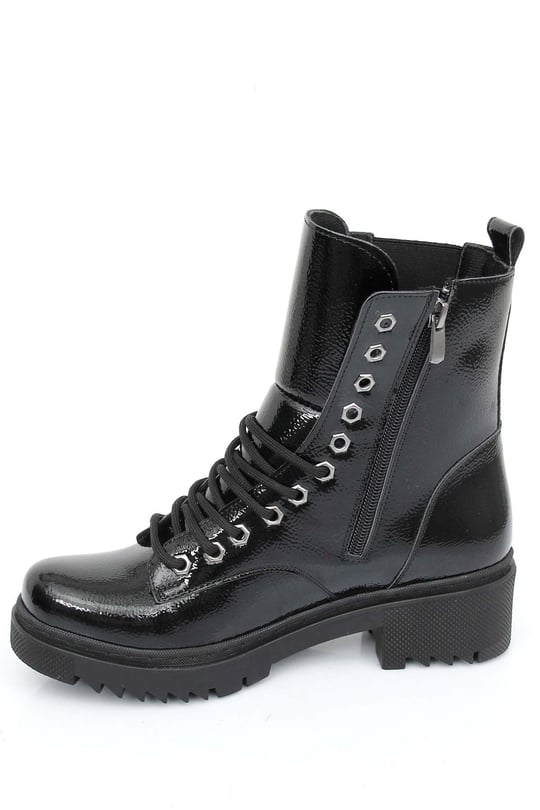 Gon Rubber Sole Round Toe Lace-up Zippered Casual Boots  37060