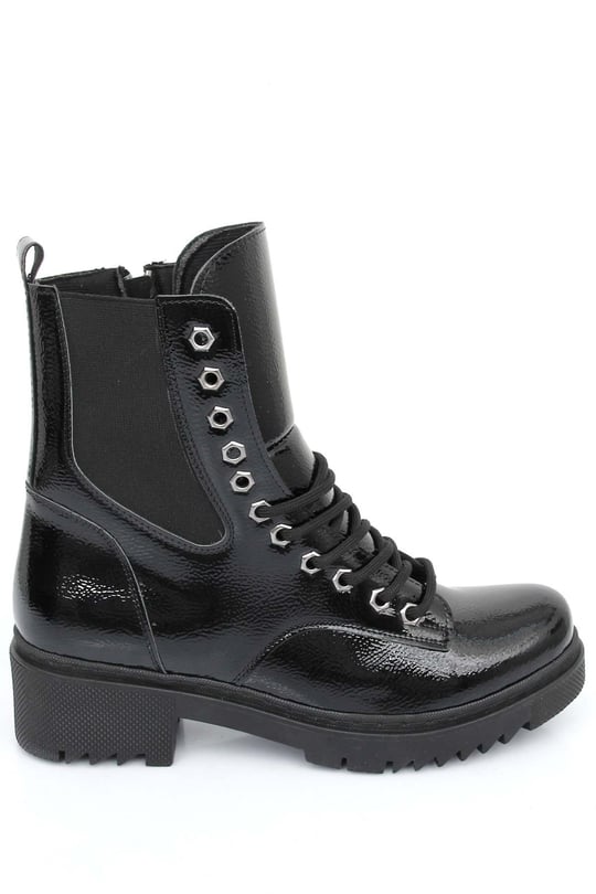 Gon Rubber Sole Round Toe Lace-up Zippered Casual Boots  37060