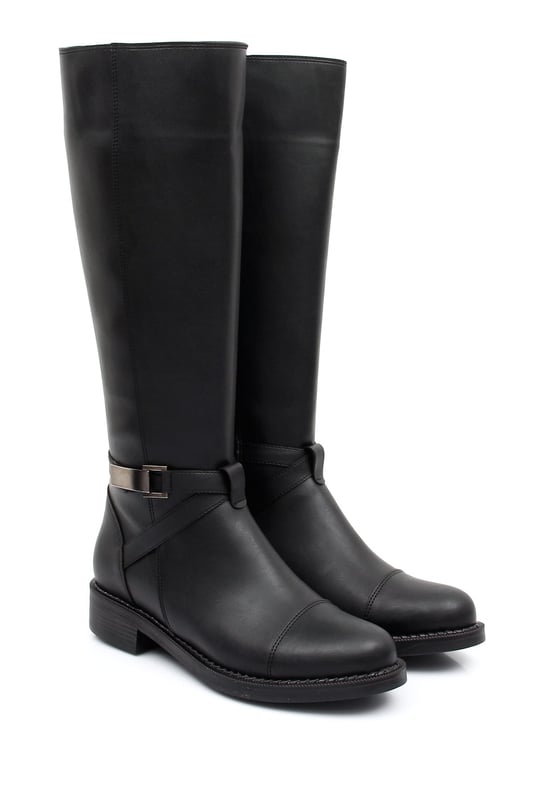 Gon Women's Round Toe Heels Zippered Buckle Daily Boots   38255