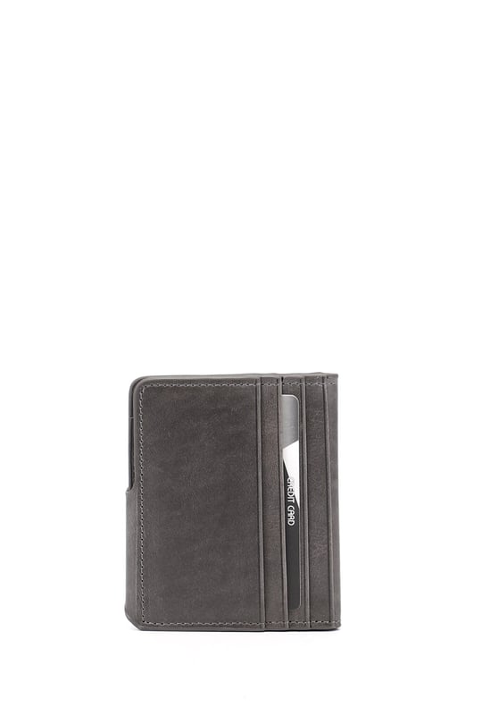 Gri Crazy Hakiki Deri Unisex Kartlık