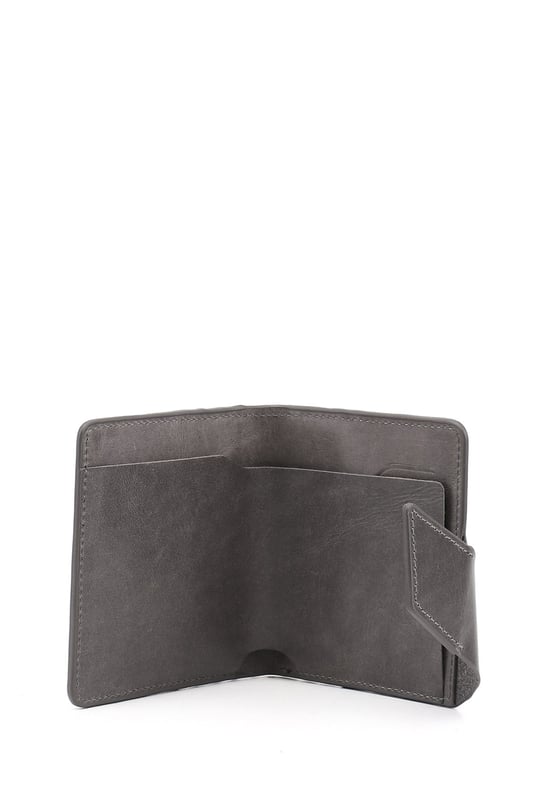 Gri Crazy Hakiki Deri Unisex Kartlık
