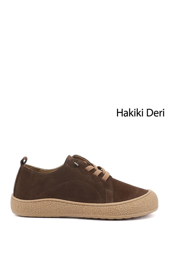 Kadın Açık Kahve Süet Bağcıklı Hakiki Deri Sneaker
