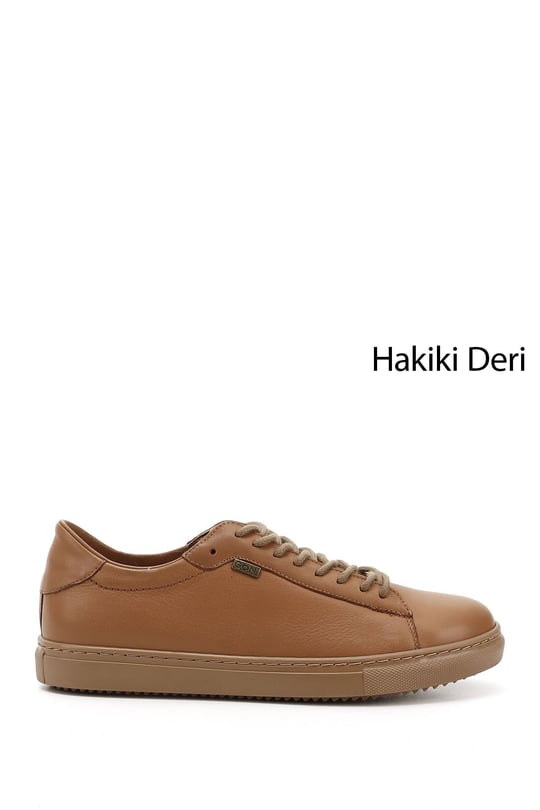 Kadın Açık Taba Bağcıklı Termo Taban Hakiki Deri Sneaker
