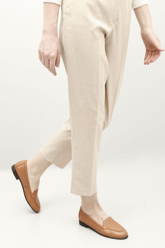 Women's Light Brown Genuine Leather Ballerinas