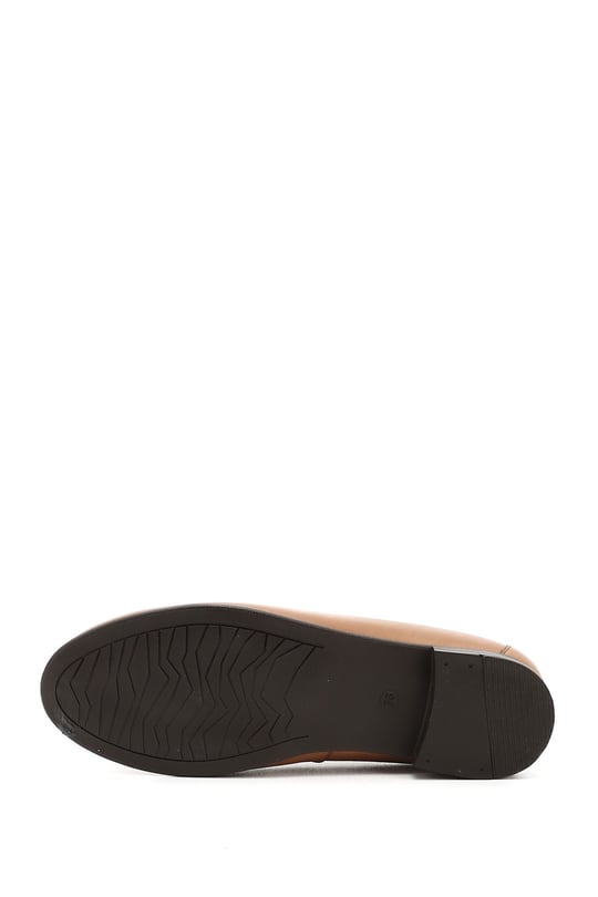 Women's Light Brown Genuine Leather Ballerinas