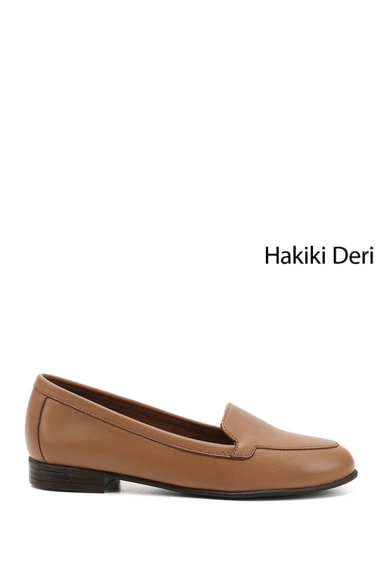 Women's Light Brown Genuine Leather Ballerinas