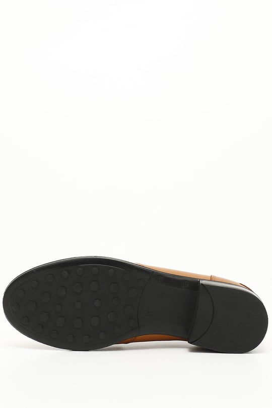 Kadın Açık Taba Hakiki Deri Loafer Ayakkabı