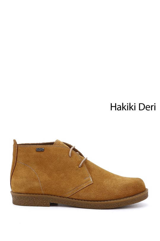 Kadın Açık Taba Süet Oxford Kalıp Kauçuk Taban Hakiki Deri Bot