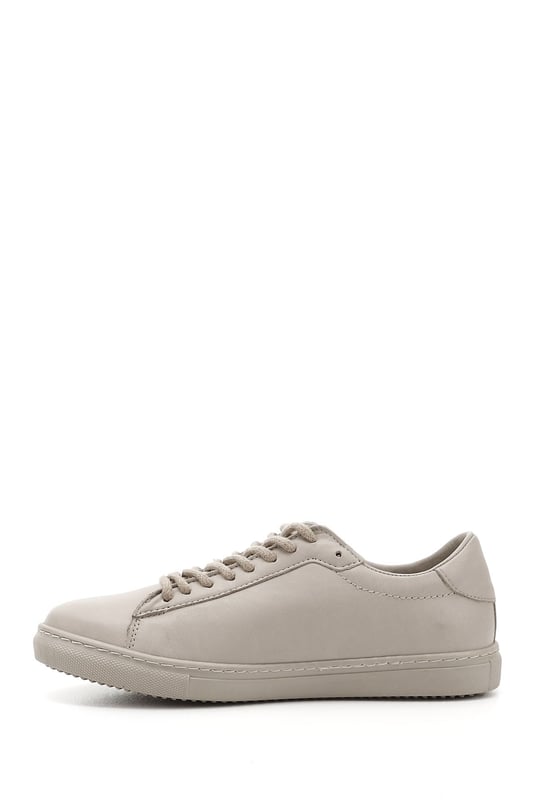 Women's Beige Antique Lace-Up Thermo Sole Genuine Leather Sneakers