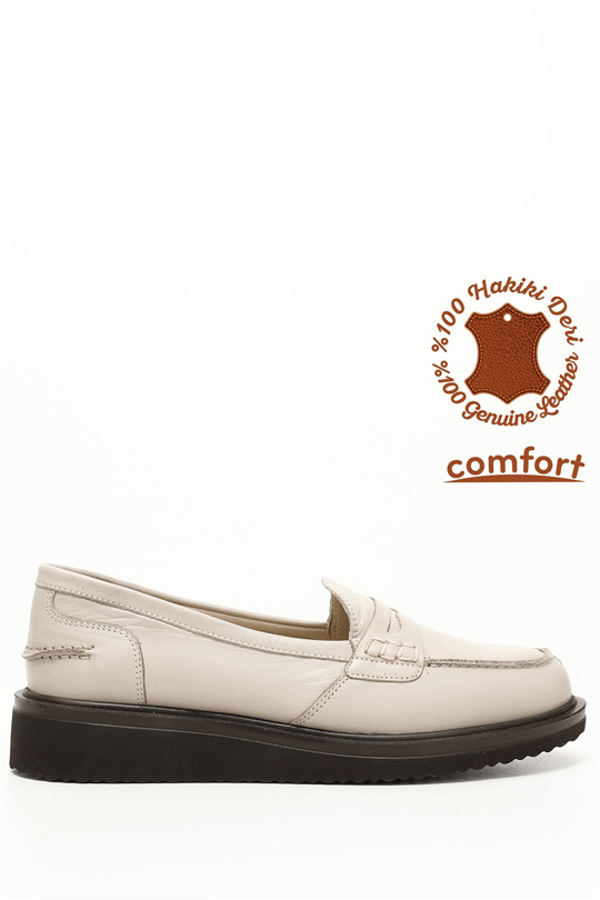 Gon Genuine Leather Round ToeWedge Sole Loafer Women's Casual Shoes  24092