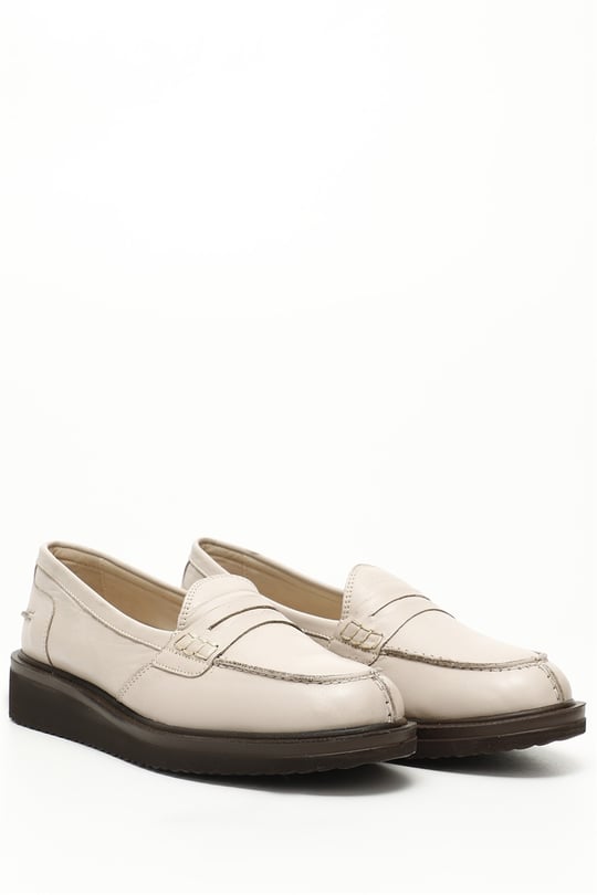 Gon Genuine Leather Round ToeWedge Sole Loafer Women's Casual Shoes  24092